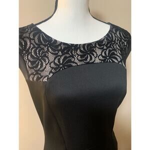 Signature By Sangria - Sleeveless Black Dress with Lace - Size 10